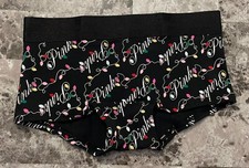 NWT VICTORIA'S SECRET PINK HOLIDAY LIGHTS THICK LOGO WAISTBAND BOYSHORT PANTIES