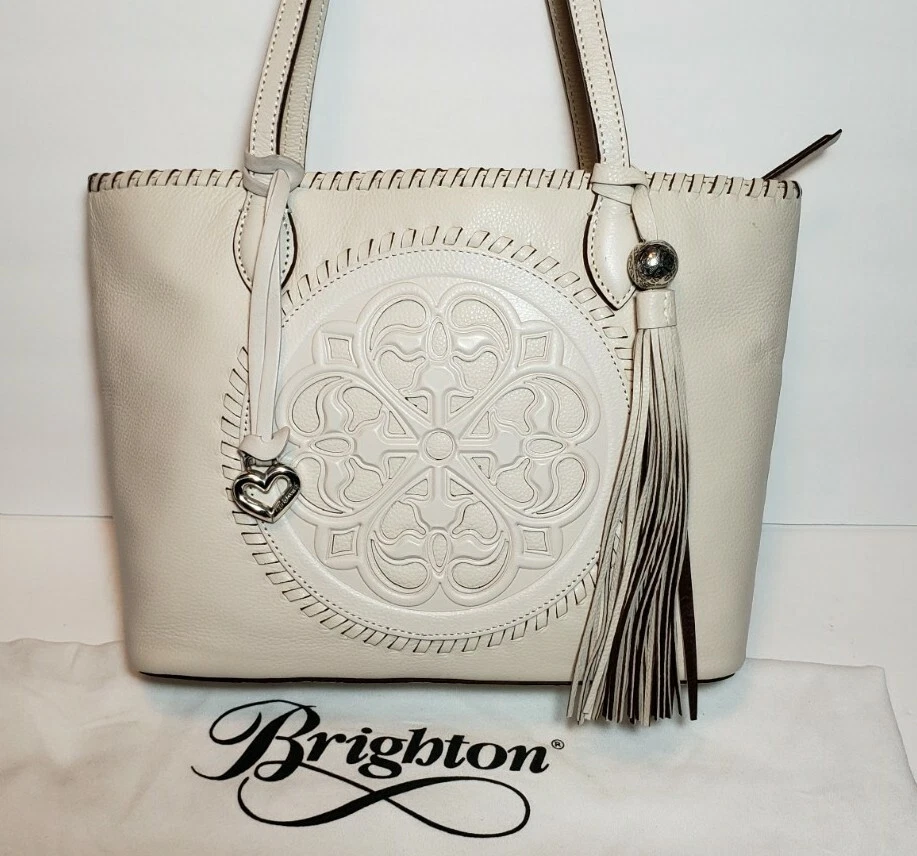 BRIGHTON FERRARA COLLECT WHITE EMILIA MEDALLION TOTE SHOULDER HANDBAG NWOT 410