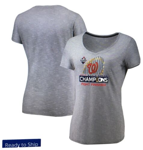Washington Nationals Fanatics 2019 World Series Champs Womans L Gray T-shirt New