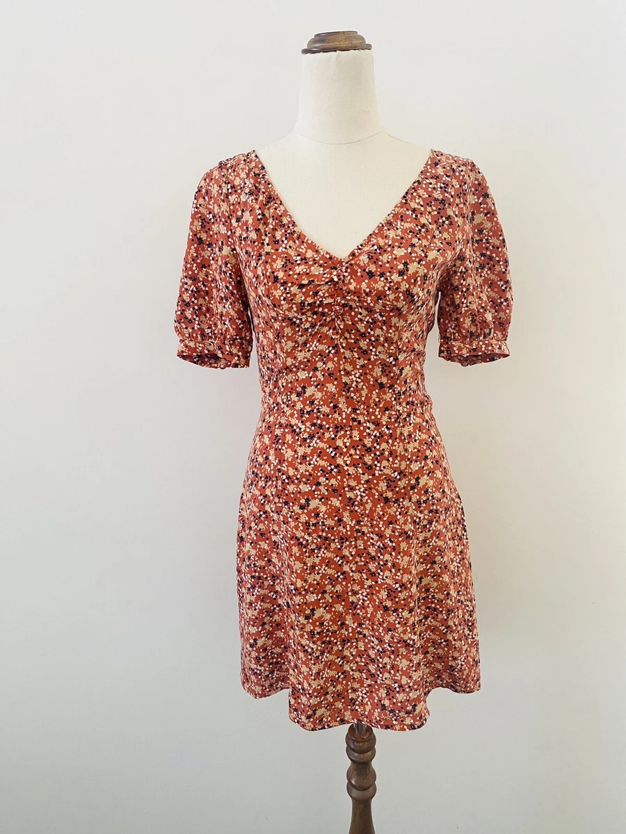 Girls Floral Flutter Sleeve Dress - V-Neck Button Mini Dress With Drawstring For Ages 5-14