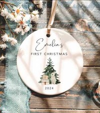 Baby Girl's First Christmas Ornament - Personalized First Christmas Keepsake