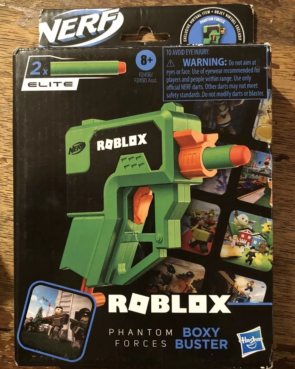  NERF Roblox Phantom Forces: Boxy Buster Dart Blaster, Pull-Down  Priming Handle, 2 Elite Darts, Code to Unlock in-Game Virtual Item : Toys &  Games