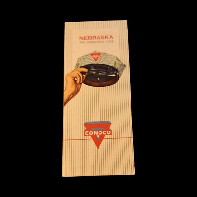 Vintage 1963 Conoco Nebraska State Highway Gas Station Travel Road Map-Box 5