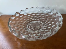 Fostoria American 12" Clear Footed Lily Pond Low Console Bowl Inrolled Edge