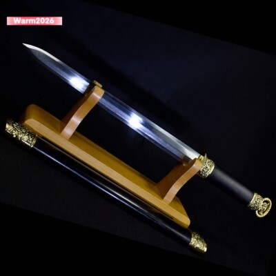 Nice Folded Steel Chinese Double Edged Short Sword Sharp Blade Dagger八面龙首剑 Y1414