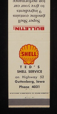 1960s Ted's Shell Gas Service Phone 4031 Highway 52 Guttenberg IA Clayton Co MB