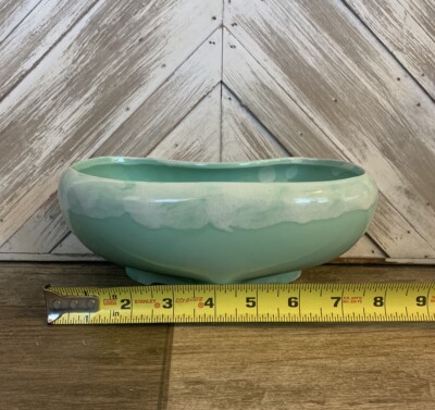 Vintage Cookson Pottery Kidney Shaped Sea Foam Green Planter Dish CP-2298  USA