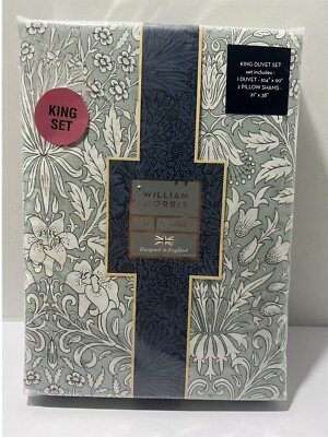 William Morris GARDEN TONAL - SEAFOAM King Duvet Set NWT