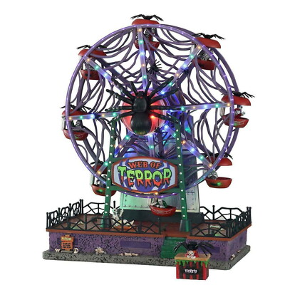 Lemax Spooky Town Exclusive WEB of Terror Ferris  Wheel NEW Spider TERROR +Bonus