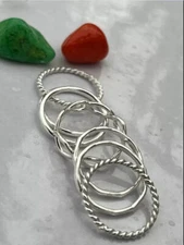 Solid 925 Sterling Silver Set Of Seven Band Ring Statement Handmade RingAll Size