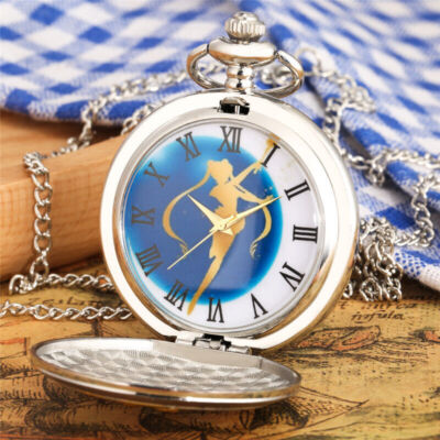 Silver Anime Golden Girl Design Roman Number Quartz Analog