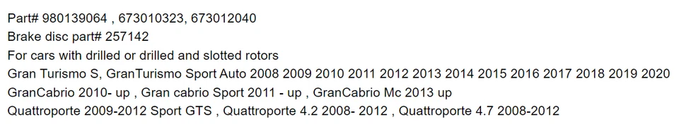 Maserati GranTurismo Gt Rear Brake Pads & Rotors - Aftermarket # 257142 ⭐ - Image 2 of 3