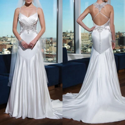 Brautkleid Hochzeitskleid Mermaid & Trompete Satin Aufkleber 36 38 40 42 44 - Bild 1 von 4