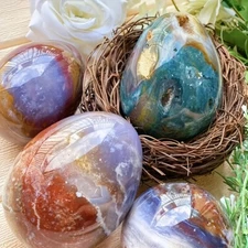 1PC Ocean Jasper Dragon Egg - Natural Crystal Stone for Home Holiday Decor