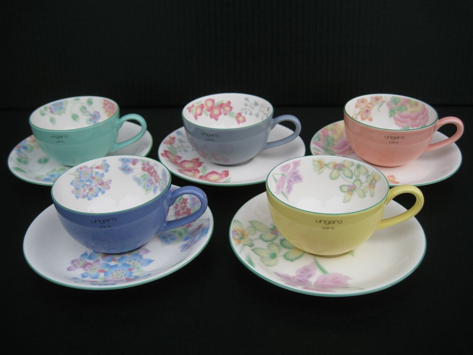 Ungaro Paris Maebata Porcelain Tea Cup & Saucer, Set of 5