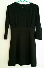 Zara LBD black dress cut out back M EUC batwing dolman 3/4 Sleeves
