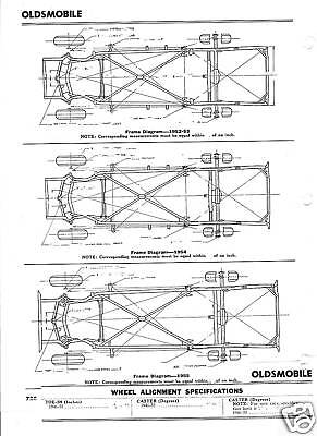 1956 Oldsmobile 88 98 NOS Frame Dimensions Front Wheel Alignment Specificat...