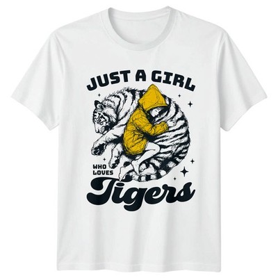 Just A Girl Who Loves Damen T-Shirt Raubkatze Tigerliebhaber Weihnachtsgeschenk für Sie