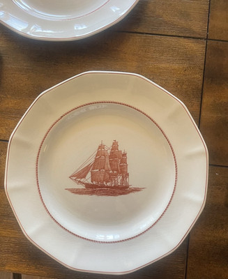Vintage Wedgwood Flying Cloud Dinner Plate Georgetown Rust Ship Nautical 10''