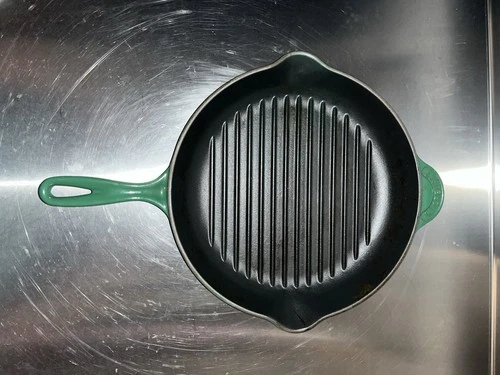 Le Creuset #30 Green 12 Grill Pan Cast Iron Skillet