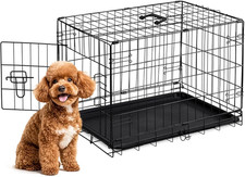30 Inch Single Door Dog Crate, Metal Pet Kennel with Secure Lock, Foldable Desig