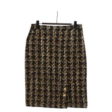CHANEL Skirt Tweed Black CC Auth 163220