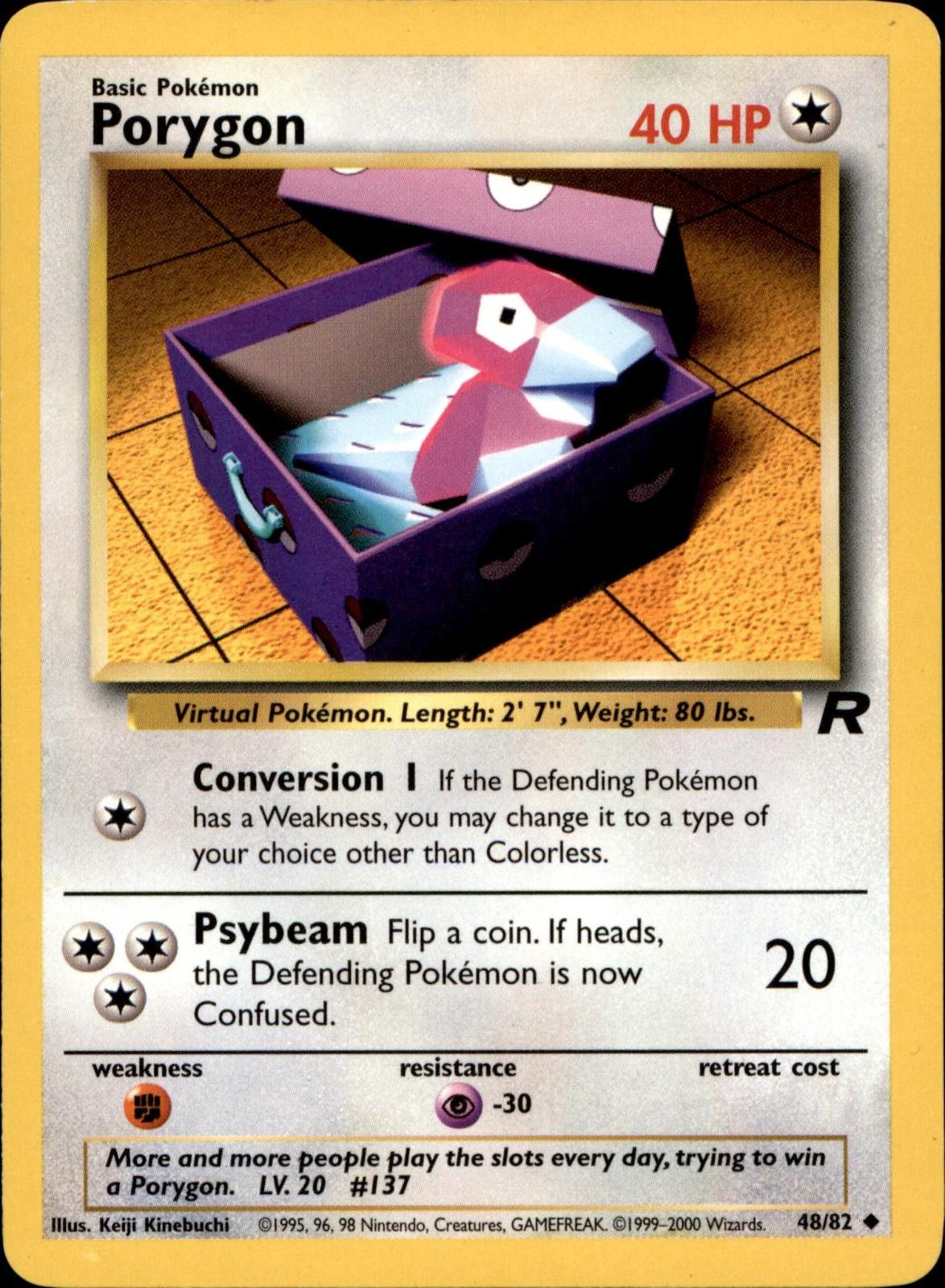 Porygon 48/82 Uncommon Team Rocket Pokemon Unlimited Moderately Played