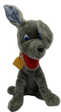 Gray Dog Plush Plastic Eyes Stuffed 15" Standing READ