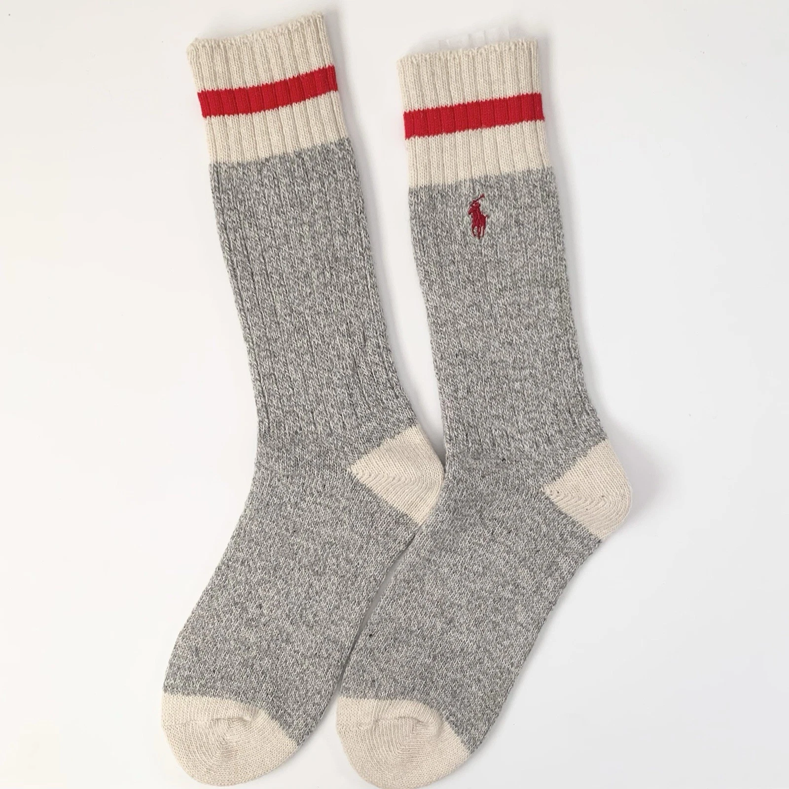 Ralph Lauren Thick Wool Blend Ragg Boot Socks (vintage Sock monkey Style)