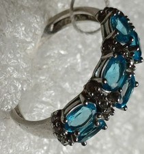 925 sterling silver ring with light blue quartz, new