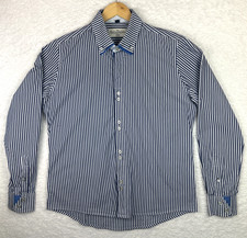Spitalfields Shirt Men's Size XL Blue Stripe Long Sleeve Contrasting Trim