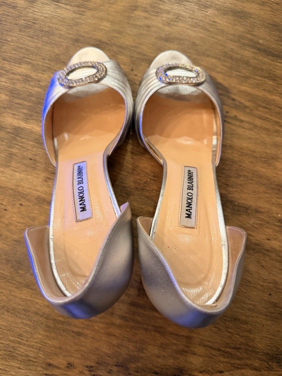 MANOLO BLAHNIK シルバー ミュール セダラビー MANOLO BLAHNIK シルバー ミュール セダラビー