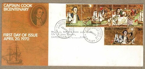 Australia 1970 APO COOK Set FDC Cover NSW Postmark ROYAL EXCHANGE