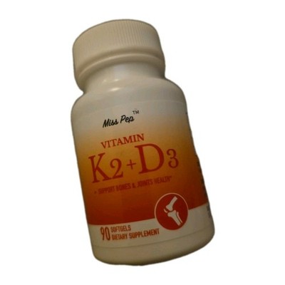 Miss Pep Vitamin K2 + D3 Softgels - 90 Count - Bone & Joint Health Support