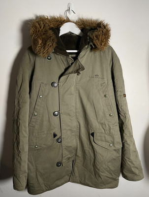 Alpha Industries Jacket Mens M Parka N-3B Sherpa Lined Fur Hood Military Extreme