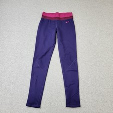 Nike Pro Dri-Fit Leggings Pants Womens Small Purple Logo Graphic Activewear