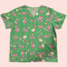 Looney Tunes Tweety Bird Christmas Scrub Top Women's Large Nurse Holiday
