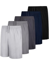 QWE 5-Pack Boys Athletic Shorts with Pockets, Dry-Fit Basketball Soccer Boys