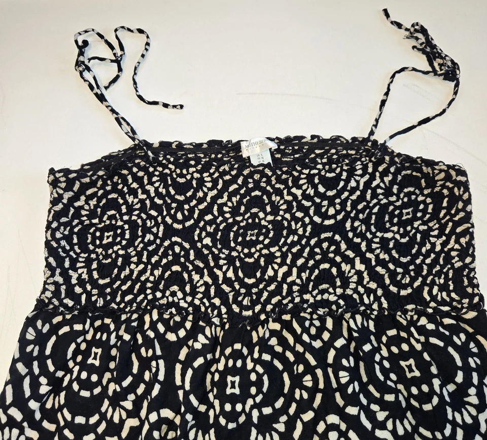 Motherhood Maternity Maxi Dress Black White Print Tie Straps Size Large - Image 2 of 4