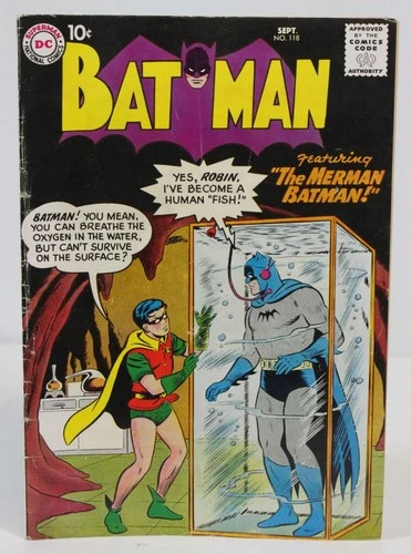 Vtg Batman Comic Book #118 Merman Silver Age Superhero DC Comics 1958 Estate