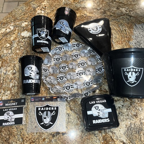 X11 Posten Las Vegas Raiders mehrere Artikel 2 Kunststoff Service Geschirr 4 Tassen Eiskübel