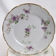 4 Vtg CFH Charles Field Haviland Limoges purple flower Bread Plates