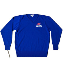Vintage TRAP V Neck Sweater Blue Acrylic USA Made Mens Medium