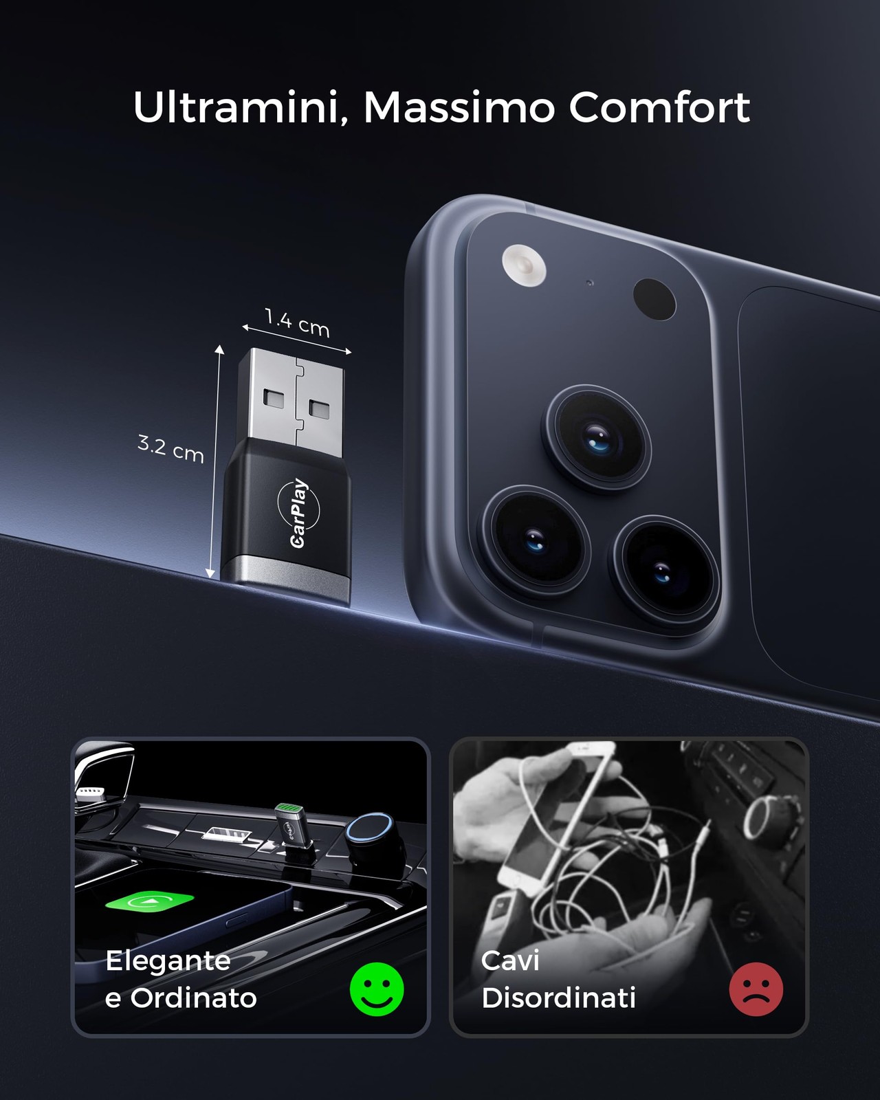 Adattatore CarPlay Android Auto Wireless GPS Bluetooth 5.3 WIFI 6 - Miniatura 14