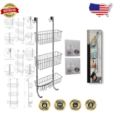 Rust-Resistant Hanging Shower Caddy with 3 Organizing Baskets - Chrome Finish