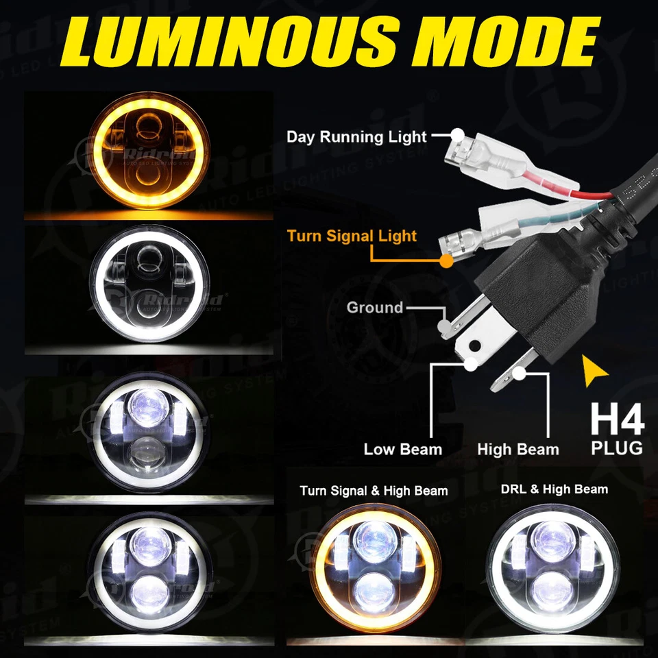 5-3/4" 5.75 LED Headlight Projector For Harley Davidson Sportster XL 1200 883 - Image 3 of 4