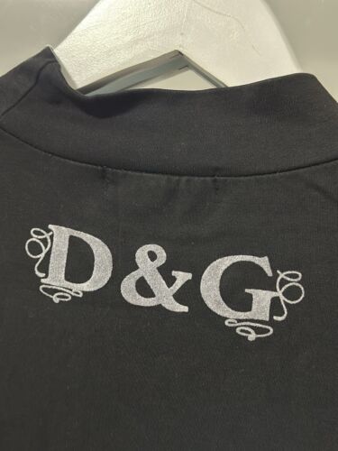 Vintage Dolce & Gabbana Glamour Clover Velour Big Logo Long Sleeve Woman Size L - Picture 4 of 7