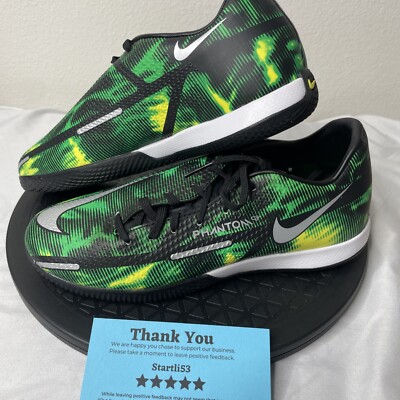 Nike Phantom GT2 Academy SW Indoor Cleats Black Green Volt DM0724 003 Size 6