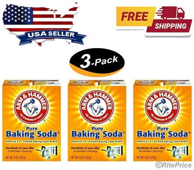 #ad #ad Arm amp; Hammer Pure Baking Soda 8 Oz For Cleaning 3 Pack New Free Shipping $17.48