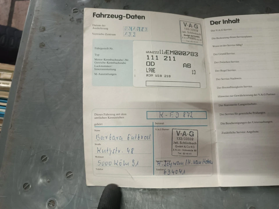 Original VW Käfer 1983 Serviceplan Serviceheft Wartungsheft Kundendienst - Bild 4 von 4